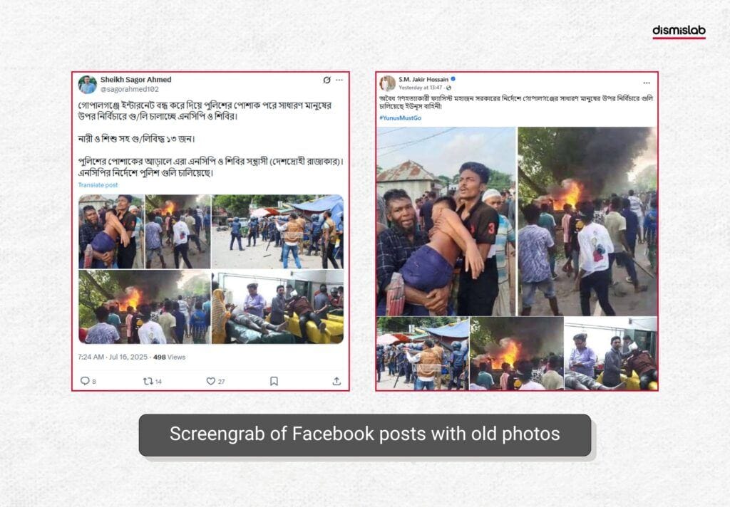 Screengrab of Facebook posts with old photos
