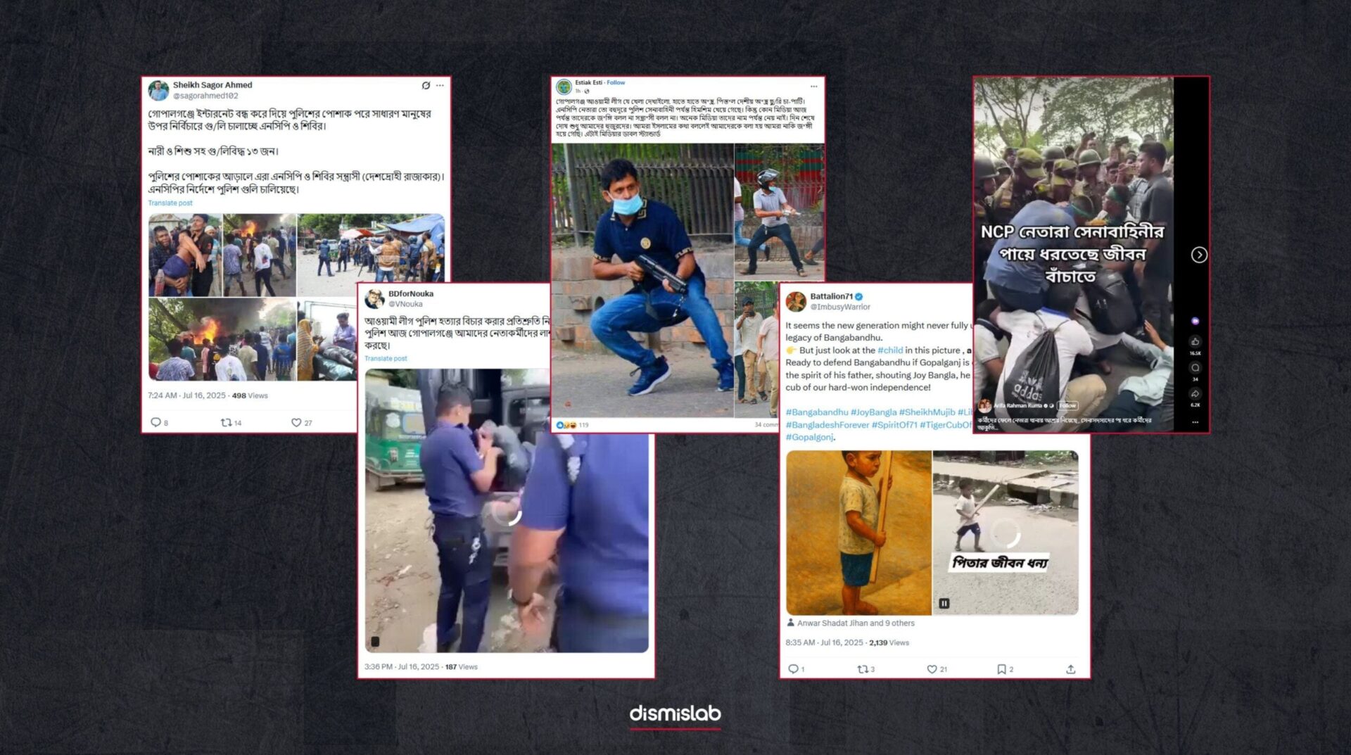 Old photos and videos were falsely shared with the claim that they depicted scenes from the Gopalganj clashes