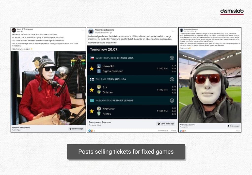 Posts selling tickets for fixed games