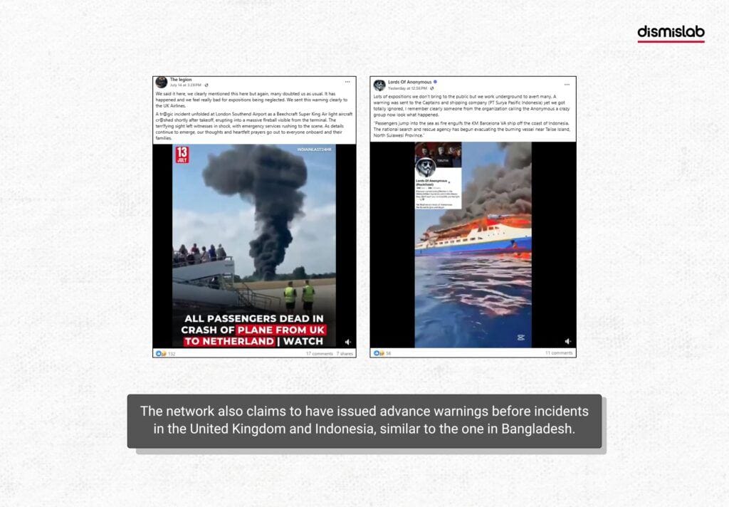The network also claims to have issued advance warnings before incidents in the United Kingdom and Indonesia, similar to the one in Bangladesh.