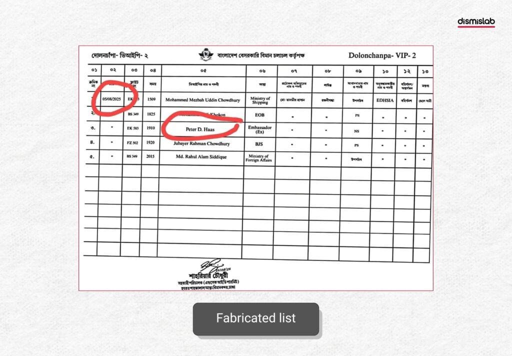 Claim of former US ambassador Peter Haas using Dhaka airport lounge proven false - Factcheck report by Dismislab