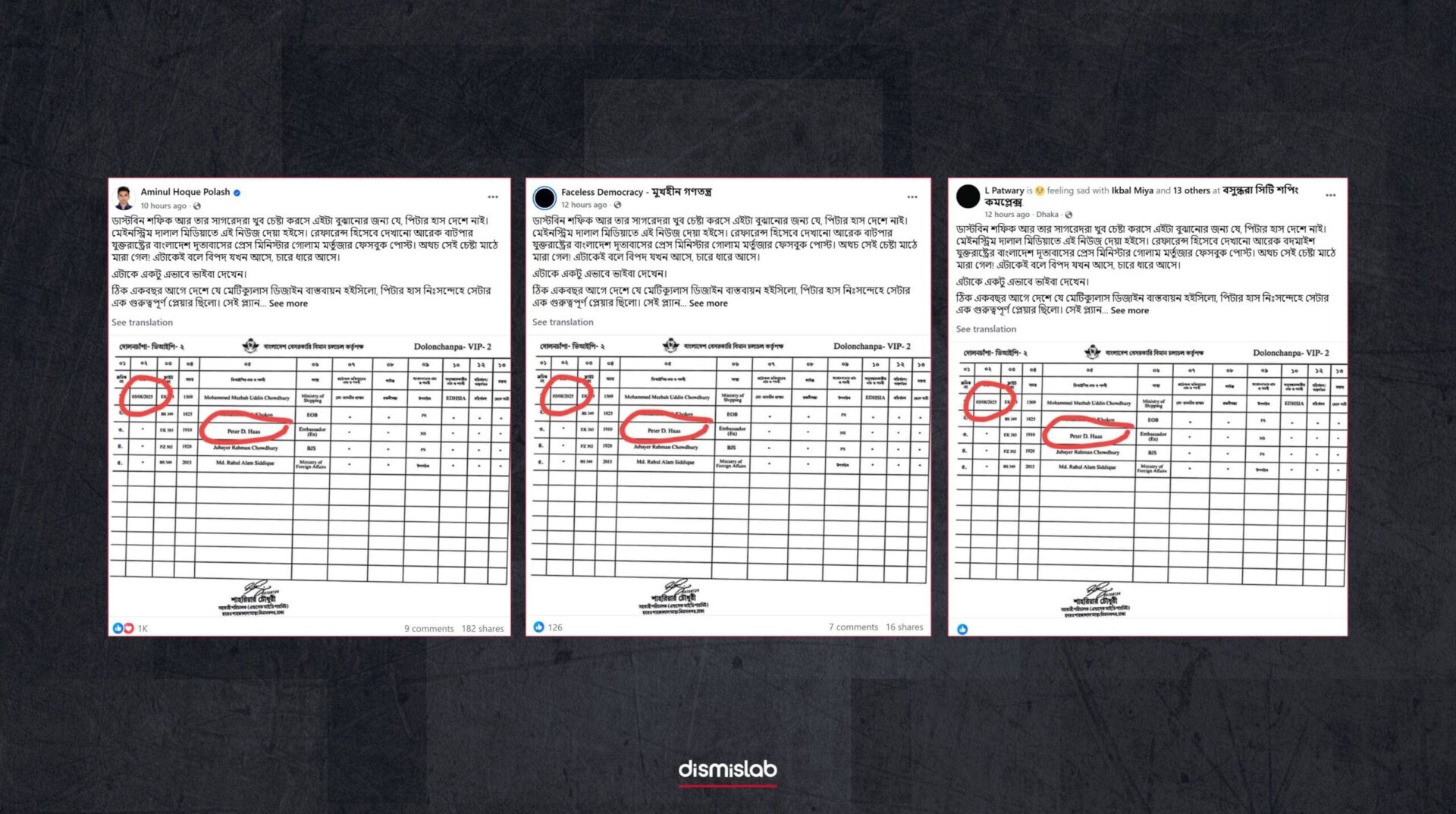 Claim of former US ambassador Peter Haas using Dhaka airport lounge proven false - Factcheck report by Dismislab