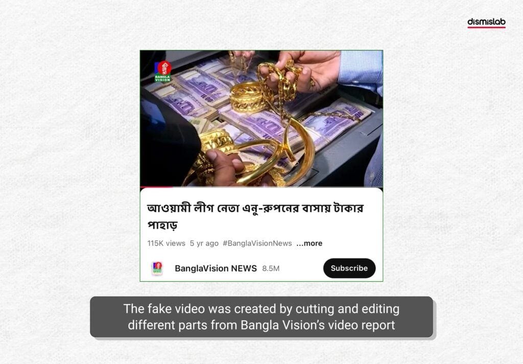 The fake video was created by cutting and editing different parts from Bangla Vision’s video report