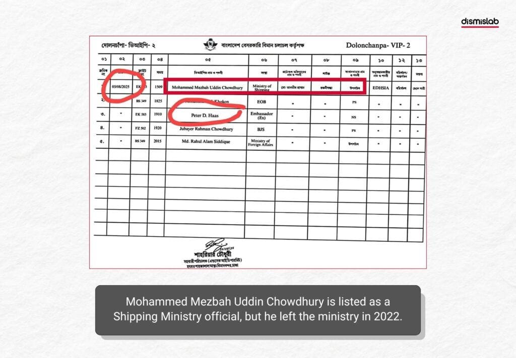 Claim of former US ambassador Peter Haas using Dhaka airport lounge proven false - Factcheck report by Dismislab
