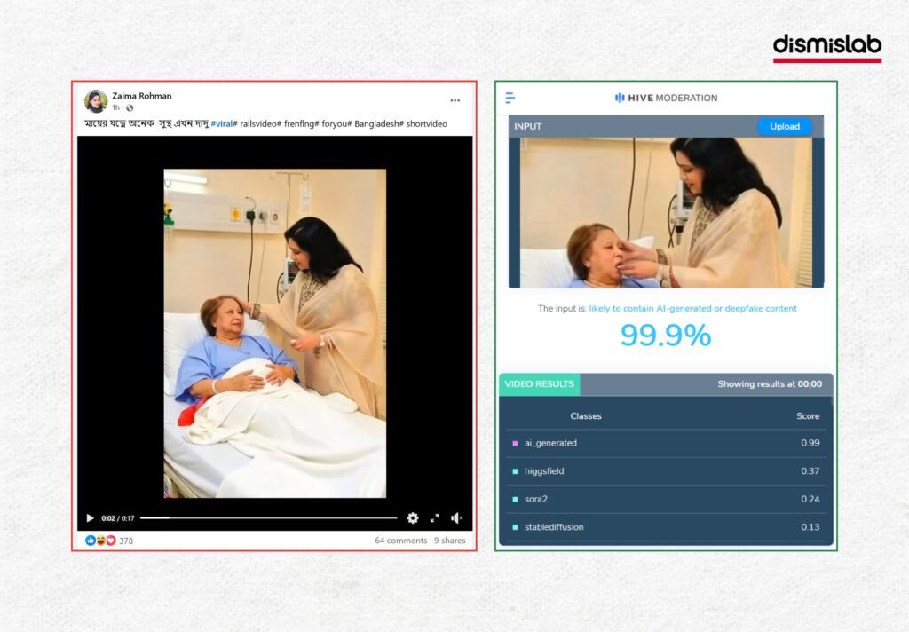 Fact-check: AI-generated images and videos falsely claim BNP Chairperson Khaleda Zia has recovered and can walk after treatment by Zubaida Rahman.