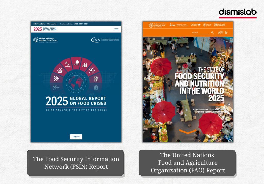 Fact-check image examining mainstream media claims that Bangladesh ranks fourth globally in food insecurity, based on Prothom Alo reporting and UN food crisis data.