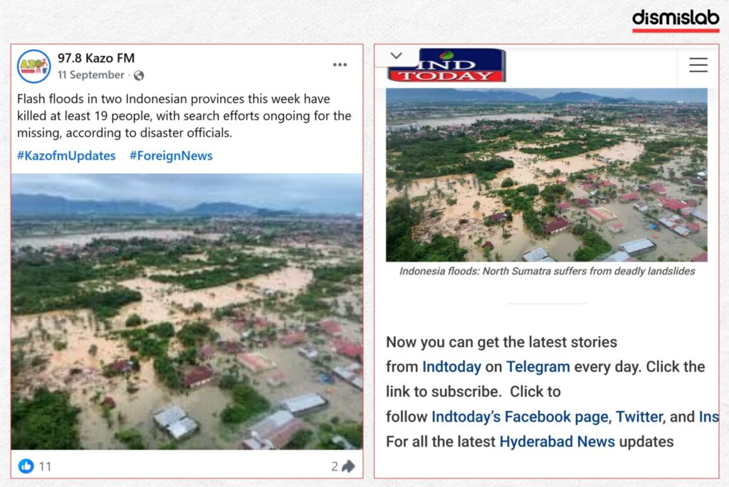 Fact-check of old Indonesia flood photo falsely shared by mainstream media and social media as scenes from recent floods and landslides in Sumatra, Aceh, and Papua regions of Indonesia.