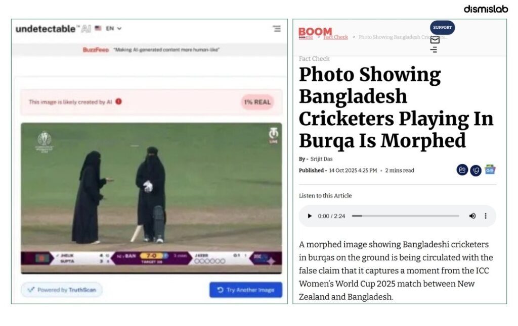 factcheck The photo of Bangladeshi women cricketers playing in burqas is fake