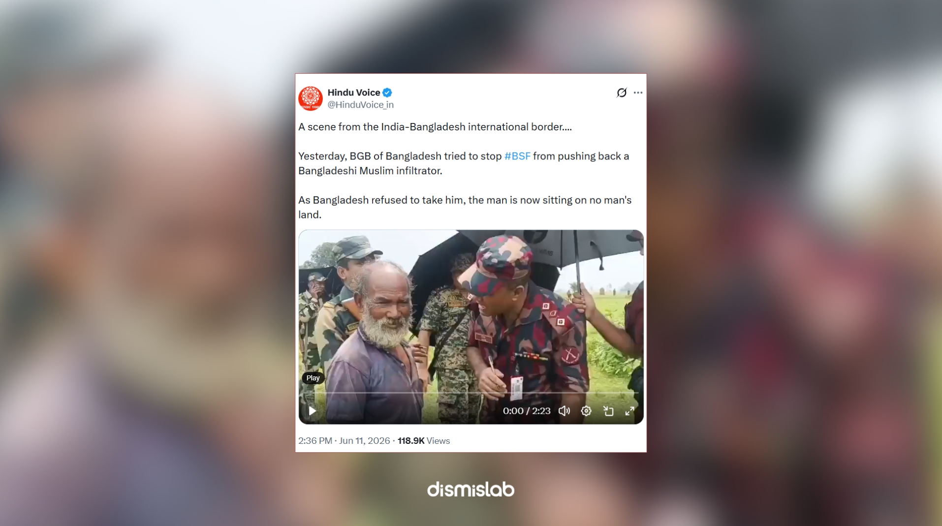 factcheck Shosti Chandra Barman Muslim infiltrator Bangladesh India border