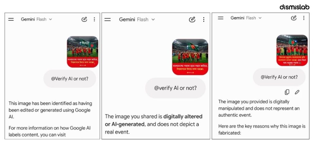 Image of Morocco team holding Bangladesh flag is AI-generated