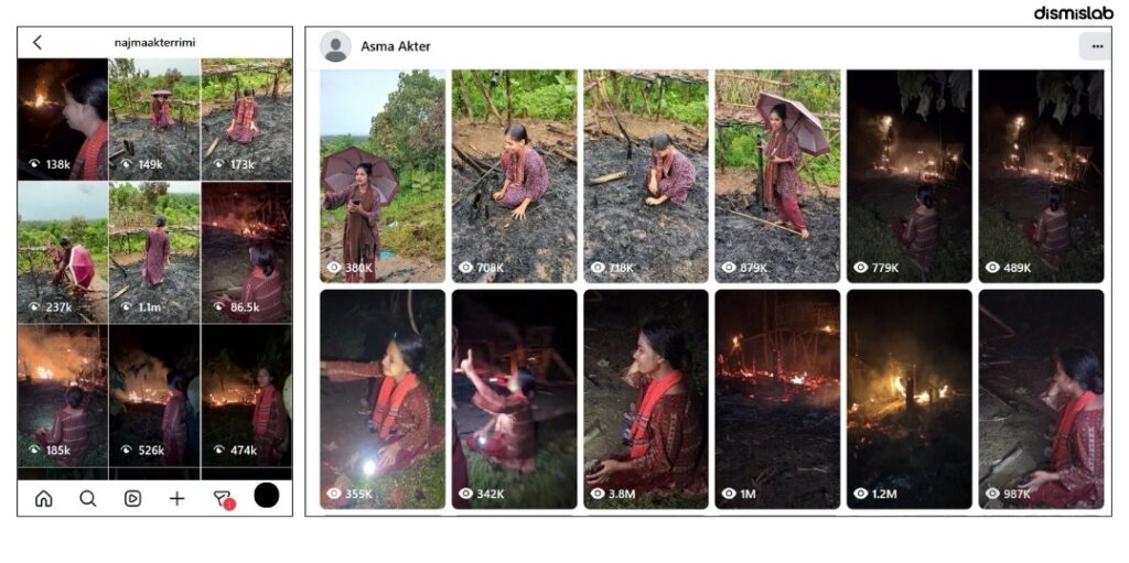 Content creators’ fire footage misrepresented as communal violence.