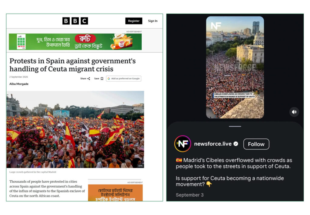 Spanish protest photo falsely shared as an anti-Modi rally in India.
