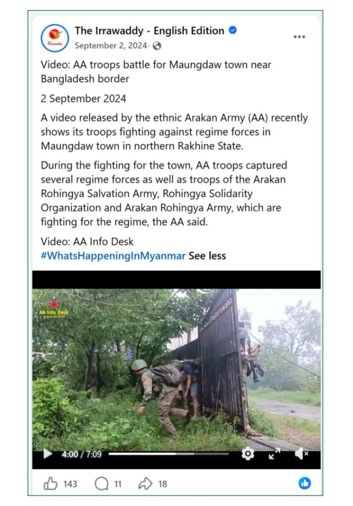 Old Myanmar clash video falsely shared as a Bangladesh Army conflict in Sajek.