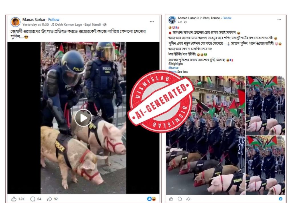 Video of French police using pigs to suppress protests was created using AI
