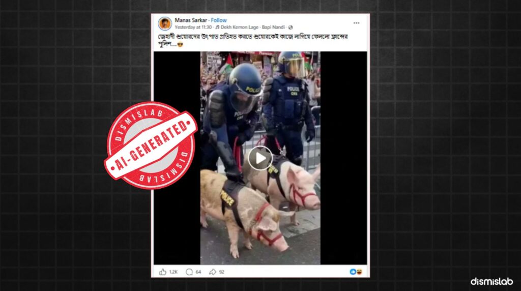 Video of French police using pigs to suppress protests was created using AI